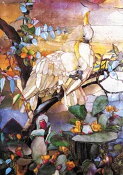 Mosaic panel with Sulfur-Crested Cockatoos, c. 1908